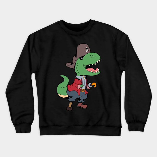 Captain TREX - Pirate Dinosaur Crewneck Sweatshirt by Modern Medieval Design